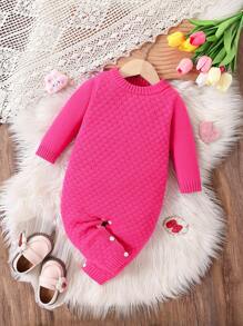 Mameluco informal de punto de color fucsia para bebé niña, otoño/invierno - Rosa Fucsia - Ver 1