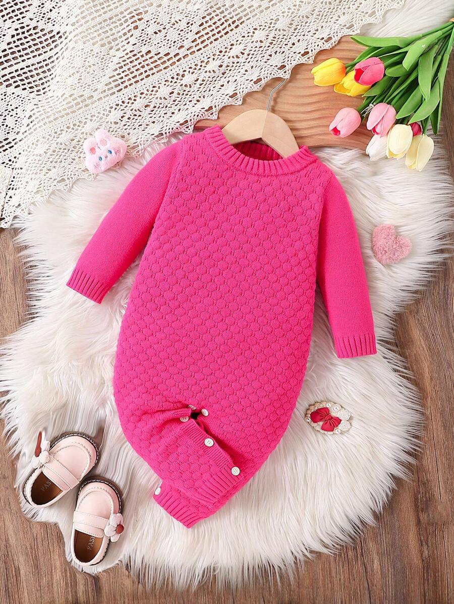 Mameluco informal de punto de color fucsia para bebé niña, otoño/invierno - Rosa Fucsia - Ver 1
