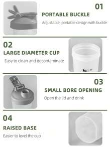 1 件装蛋白质摇摇杯运动水壶，适用于锻炼前后，健身房搅拌瓶，带不锈钢球运动水壶，户外水壶 - 灰色 - 查看 3