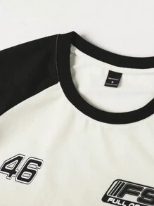 Manfinity Hypemode T-shirt da uomo con maniche a raglan, a blocchi di colore e grafica a lettere