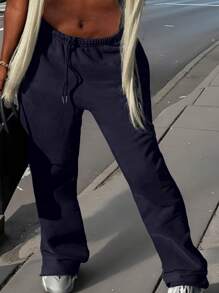 INAWLY Women's Casual Sports Drawstring Waist Loose Sweatpants Graduation,Back To School Outfits,Graduation,Teacher Outfits For Women,Back To School - Navy Blue - View 3