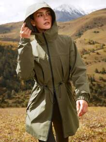 In My Nature 女士秋季休闲日常抽绳腰部拉链开衫连帽户外夹克