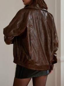 Aveloria 女式超大仿鳄鱼皮飞行员夹克，黑帮妻子风格，秋冬假日派对