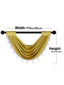 1 件黄色花朵蕾丝荷叶边窗帘，简约欧式风格，适合活动、派对、客厅和卧室窗户和门 - 黃色 - 查看 3