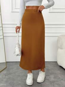 SHEIN Jupe longue et confortable de milieu de gamme pour femme