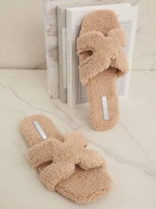 SHUZIA 女士 Dusty Sage 毛绒舒适羊毛拖鞋凉鞋 - 动物友好型蓬松假日度假氛围夏季鞋春季鞋春假复活节度假鞋休闲鞋沙滩鞋 - 米色 - 查看 4