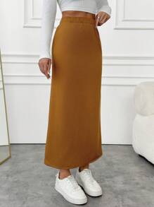 SHEIN Jupe longue et confortable de milieu de gamme pour femme
