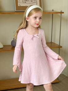 Młoda dziewczyna, 1 szt., modna i śliczna rozkloszowana aksamitna sukienka z kwadratowym dekoltem, sukienka w kształcie litery A, elegancka sukienka z długim rękawem, na przyjęcie urodzinowe, wakacje, idealna do noszenia na co dzień i do szkoły jesienią i zimą, na Boże Narodzenie, dla mamy i córki, dla siostry i mnie.