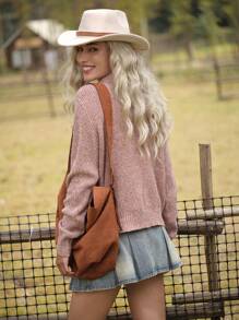 LanaWest 1 pieza Suéter de punto casual con cremallera media de mujer para ropa de Año Nuevo