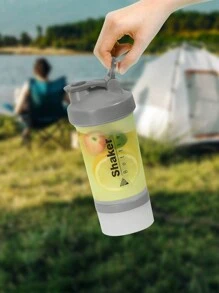 1 件装蛋白质摇摇杯运动水壶，适用于锻炼前后，健身房搅拌瓶，带不锈钢球运动水壶，户外水壶 - 灰色 - 查看 6