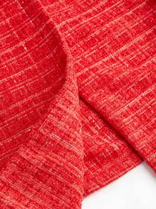 SHEIN Unity Plus Size Women Casual Ruched Collar Puff Sleeve Double Breasted Red Coat - Red - View 6
