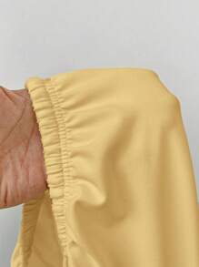 SHEIN PETITE 柔软白色针织家居裤，宽松裤 - 杏色 - 查看 8