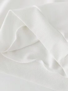 SHEIN 1件男童时尚休闲趣味火鸡渐变字母印花圆领抓绒卫衣，适合感恩节家庭聚会、秋冬季穿着（母女装3件套单独出售） - 白色 - 查看 6