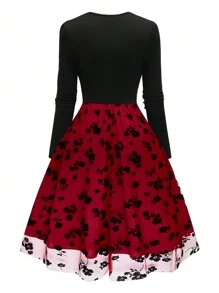SHEIN Clasi Vestido sexy de talla grande para mujer con unicolor y parches para Halloween