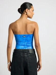 AiiRZ Snake Print Bandeau Tie Front Bodysuit