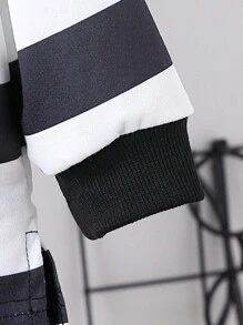SHEIN 2pcs/Set Baby Boys' Graphic Print Casual Minimalist Long Sleeve Pullover Sweatshirt And Sports Pants, Suitable For Spring, Autumn & Winter - Black and White - View 6