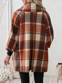 LanaWest Women's Orange-Red Plaid Jacket With Button Cuffs For New Year Clothes - Red - View 2