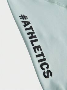 Gym Rark Letter Print Daily Fitness Casual Cycling Shorts Biker Shorts - Dusty Blue - View 4