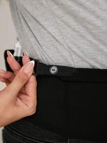 SHEIN Pantalones vaqueros tubitos informales de maternidad de carga con bolsillo y cintura ajustable en negro - Negro - Ver 7