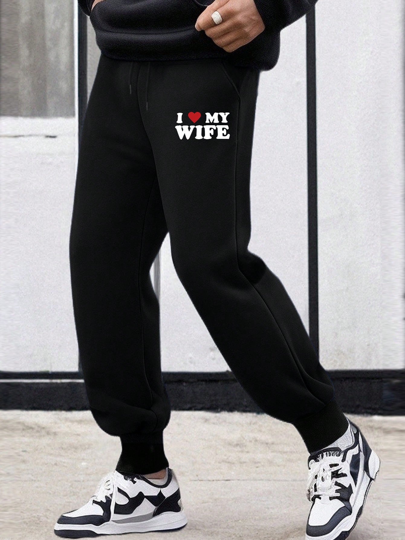 Manfinity Dauomo Men's Letter Print Drawstring Waist Casual Jogger Pants