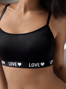 EasyFave Women's Fashion Sporty Comfy Letter Band Sports Bra