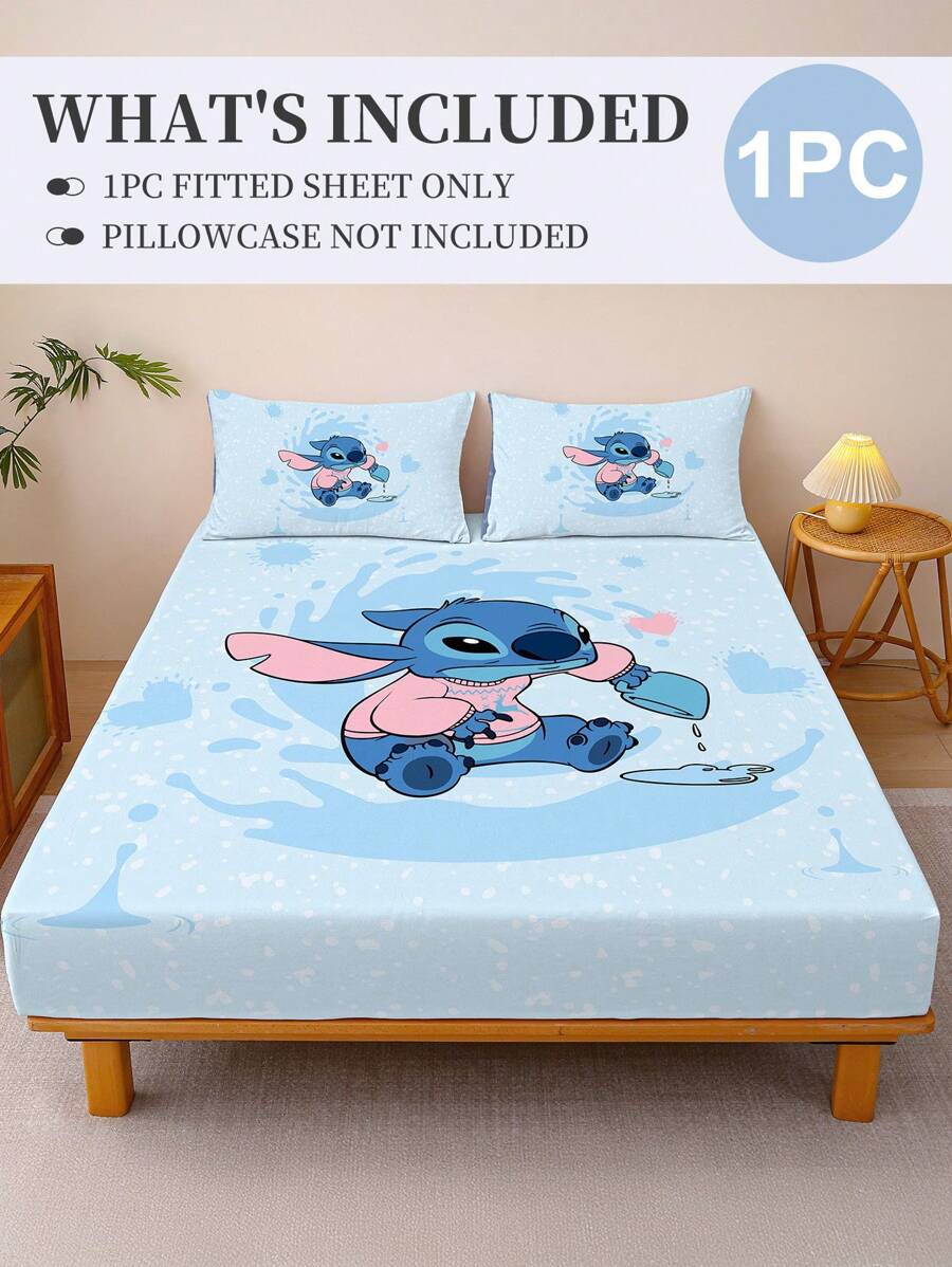 1pc Stitch Fitted Sheet, Matress Cover, Lilo & Stitch, Christmas