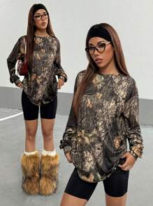 StreetHx Áo thun in hình lá cây phong cách đường phố cổ điển dành cho nữ, mùa thu - Nhiều màu - Xem 1