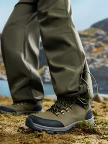 In My Nature Women's Front Tie Pocket Letter Print Casual Hiking Pants, Minimalist Design - Army Green - View 2