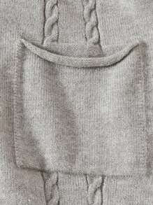 SHEIN Newborn Baby Girl Winter Warm Knitted Hooded Romper - Grey - View 3