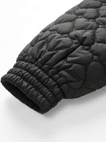SHEIN SXY Plus Size Women Heart Quilted Padded Coat, Suitable For Fall & Winter, Date Night, Birthday, Bachelorette Party Outfit, Casual, Shopping, Streetwear, Going Out, Easy To Match & Looks Slim, Accent Your Body, Flatter The Figure