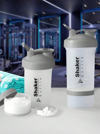 1 件装蛋白质摇摇杯运动水壶，适用于锻炼前后，健身房搅拌瓶，带不锈钢球运动水壶，户外水壶