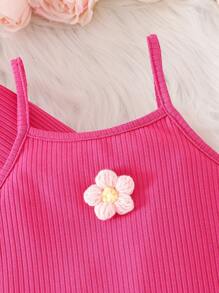 Elladie kids 2pcs Young Girls Flower Trim Fluffy Set - Hot Pink - View 3