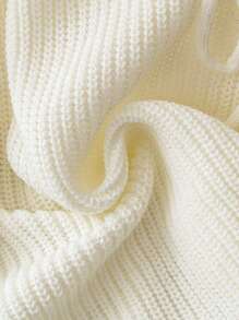 SHEIN LUNE 1 件女式纯色前系带长袖简约毛衣，休闲日常穿着 - 白色 - 查看 6