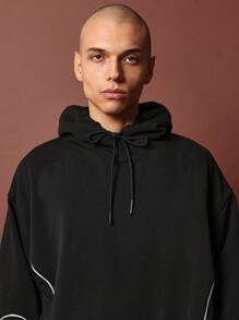 SUMWON Regular Fit Overhead Hoodie & 90s Fit Jogger With Piping 2 Piece Set - Black - View 5