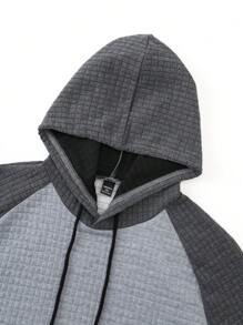 Manfinity Homme Sudadera informal con capucha y manga raglán de color contrastante con cordón ajustable para hombres talla grande para otoño, Sudadera con capucha de manga larga para salir, para regalos a amigos, esposo, novio - Multicolor - Ver 8