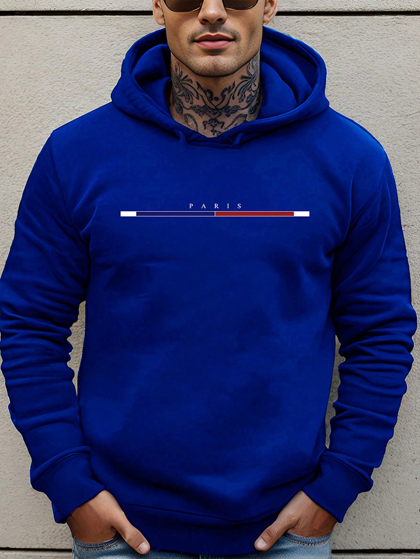 Manfinity Dauomo Men's Casual Letter Print Hooded Neck Long Sleeve Sweatshirt