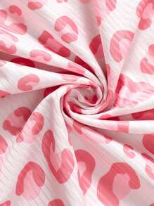 Girls' Simple And Fashionable Leopard Pattern And Solid Color Series Three Pieces Combination Base Long-Sleeved Underwear - Multicolor - View 3