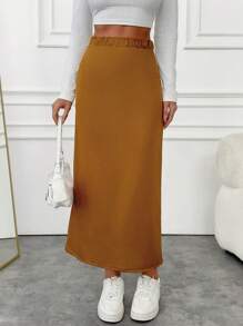 SHEIN Jupe longue et confortable de milieu de gamme pour femme