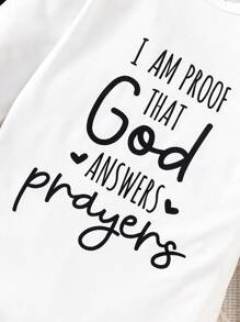 2件套新生儿婴儿休闲字母印花百搭长袖连体衣，适合所有季节 - 黑與白 - 查看 6