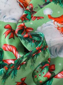 圣诞老人与礼盒印花长袖连体紧身睡衣套装（适合婴儿男孩，秋冬季） - 綠色 - 查看 6