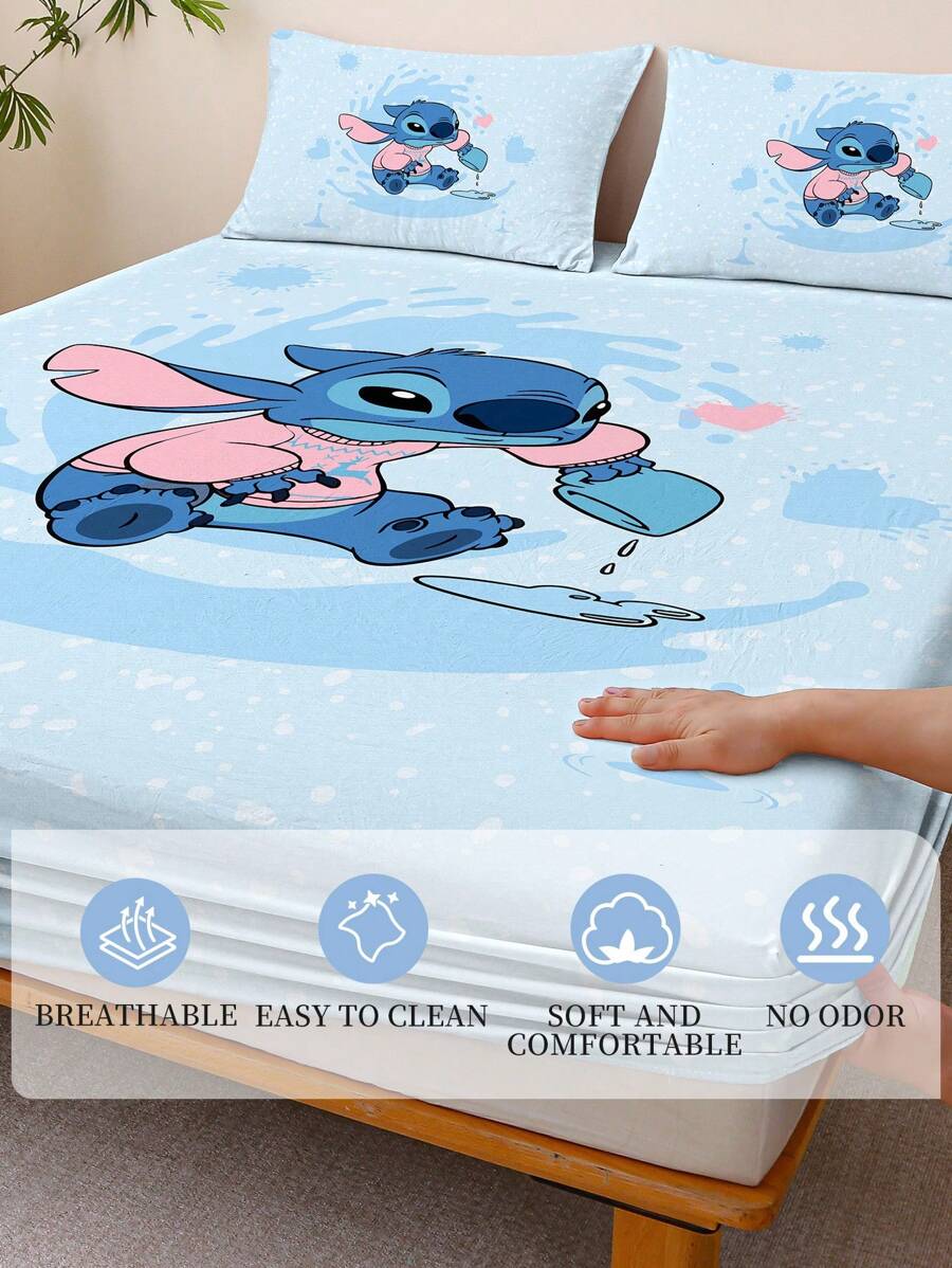 1pc Stitch Fitted Sheet, Matress Cover, Lilo & Stitch, Christmas