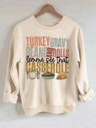 INAWLY Fashionable Thanksgiving Letter Print Women Sweatshirt - Casual Crew Neck,Long Sleeve Tops Pullover Fall Outfit