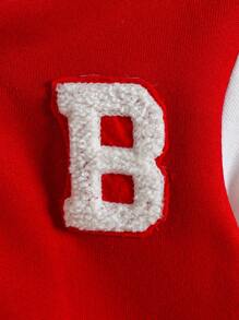 SHEIN Baby Boy Casual Daily Sports Street Fashion Fun Letter Embroidered Patch Baseball Jacket Long Sleeve, Suitable For Autumn/Winter, Baby Boy Jackets, Infant Jacket, Baby Boy Cardigan, Toddler Jackets, Jersey For Baby Boy