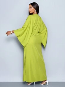 SOLERSUN Women's Deep V-Neck Flare Sleeve Dress Maxi Women Outfit Fall Cloth For Women - Green - View 2