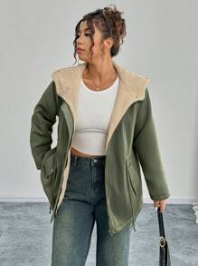 Calvaya Chaqueta con capucha y forro térmico informal de talla grande