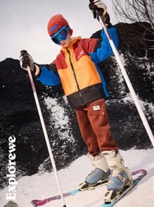 SHEIN Outdoor Casual Sports Style Tween Boy's Patchwork Embroidered Letter Hoodie Jacket, Suitable For Entertainment And Leisure Wear - Multicolor - View 3