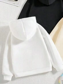 女童休闲保暖长袖卫衣，卡通笑脸印花，秋冬季 - 彩色 - 查看 3