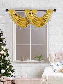 1 件黄色花朵蕾丝荷叶边窗帘，简约欧式风格，适合活动、派对、客厅和卧室窗户和门 - 黃色 - 查看 2