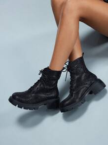 CUCCOO GRLICON Giày bốt cổ ngắn và bốt cổ cao dành cho nữ, Phong cách Y2K, Phong cách Punk, Phong cách Biker, Phong cách Cool Girl, Thích hợp cho Halloween, Giáng sinh, Tiệc tùng - màu đen - Xem 10