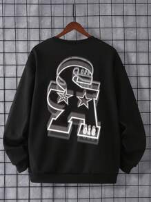 1pc Men's Fashionable Casual Street Wear Letter Print Fleece Crew Neck Sweatshirt, Autumn/Winter